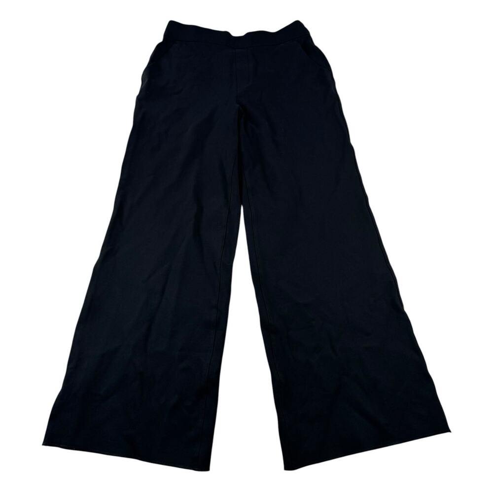 Spanx Ponte Wide Leg Pant M Black Pull On High Rise Trousers Workwear Stretch